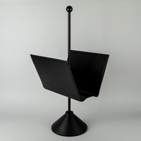 PORADA ARRETI Black Steel & Leather Magazine Rack