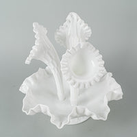 FENTON Thumbprint Milk Glass Epergne 4pcs
