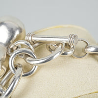 Sterling Silver Open-Circle Link With Large Puffy-Heart Charm Bracelet