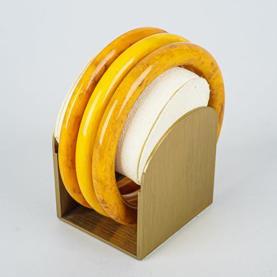 3-Piece Stack Yellow Marble End-Of-Day Bakelite Bangle