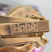 Vintage HOBE Purple Cluster Beads With Faux-Pearl Clip-on Earrings