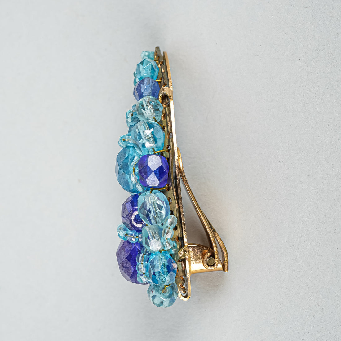 Vintage COPPOLA E TOPPO Blue Bead Paisley-Shaped Clip-on Earrings