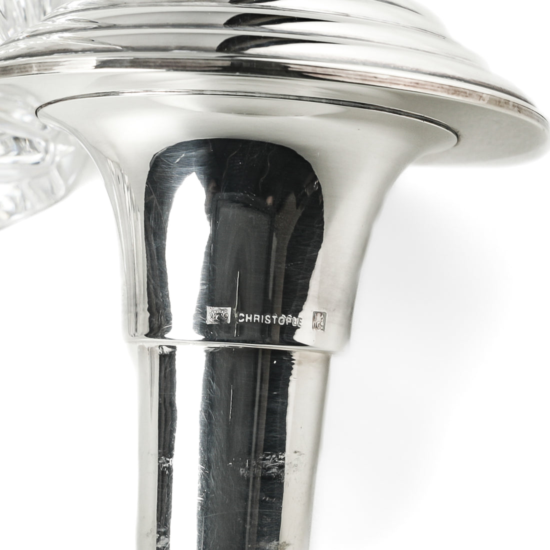 CHRISTOFLE Crystal Spirit Decanter With Silverplate Collar And Stopper