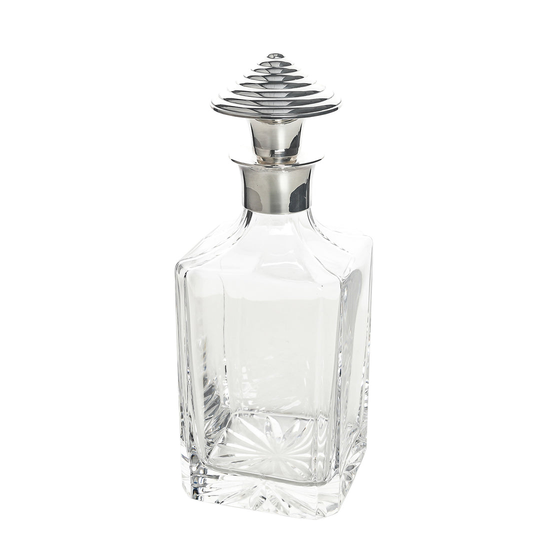 CHRISTOFLE Crystal Spirit Decanter With Silverplate Collar And Stopper