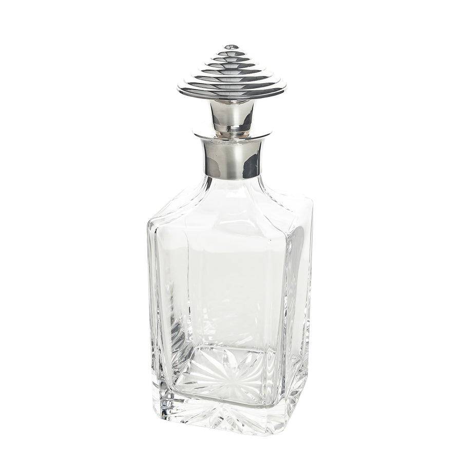 CHRISTOFLE Crystal Spirit Decanter With Silverplate Collar And Stopper