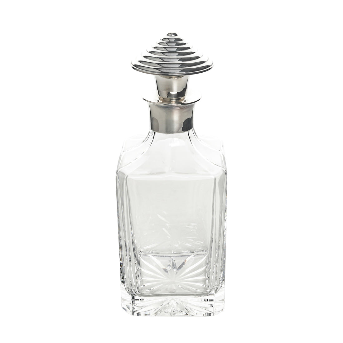 CHRISTOFLE Crystal Spirit Decanter With Silverplate Collar And Stopper