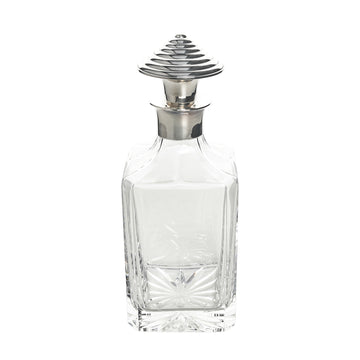 CHRISTOFLE Crystal Spirit Decanter With Silverplate Collar And Stopper