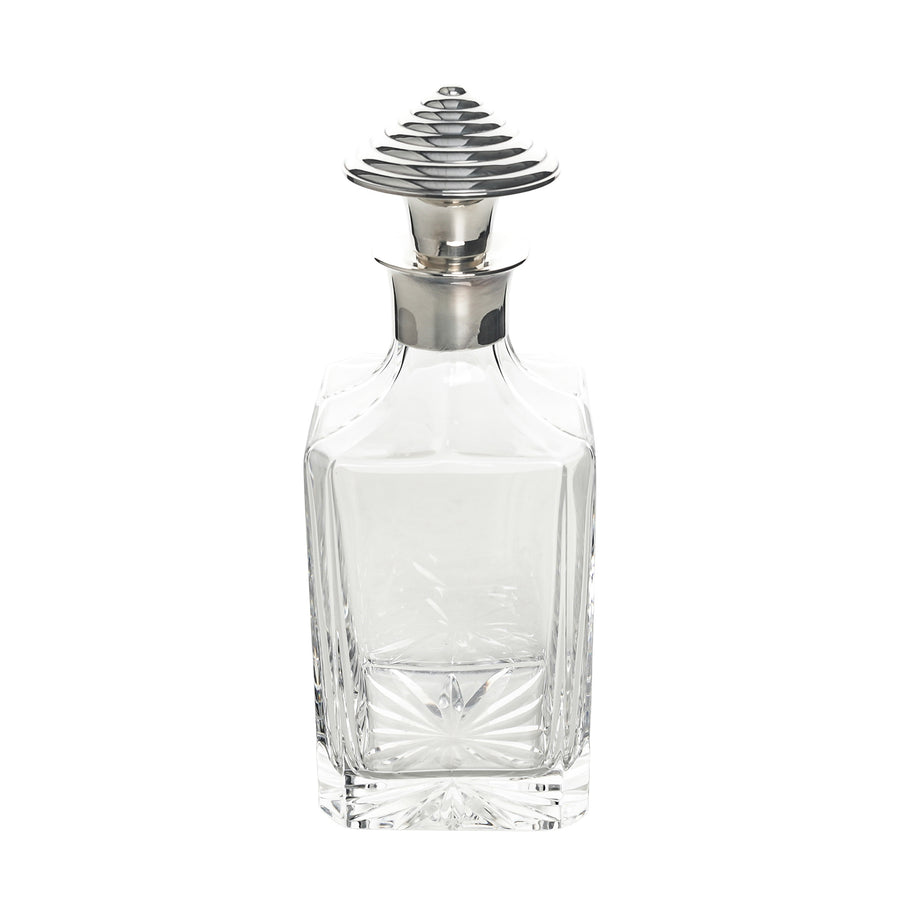 CHRISTOFLE Crystal Spirit Decanter With Silverplate Collar And Stopper
