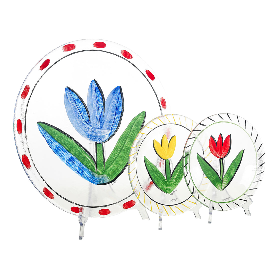 KOSTA BODA Ulrica Hydman-Vallien TULIPA Dessert Set 7 Pieces