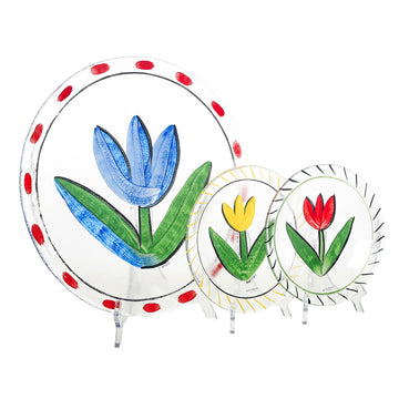 KOSTA BODA Ulrica Hydman-Vallien TULIPA Dessert Set 7 Pieces