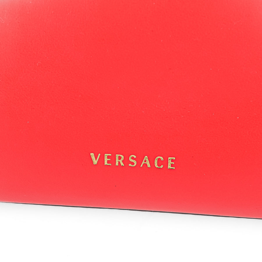 VERSACE Virtus Bucket Bag Medium- Red Leather