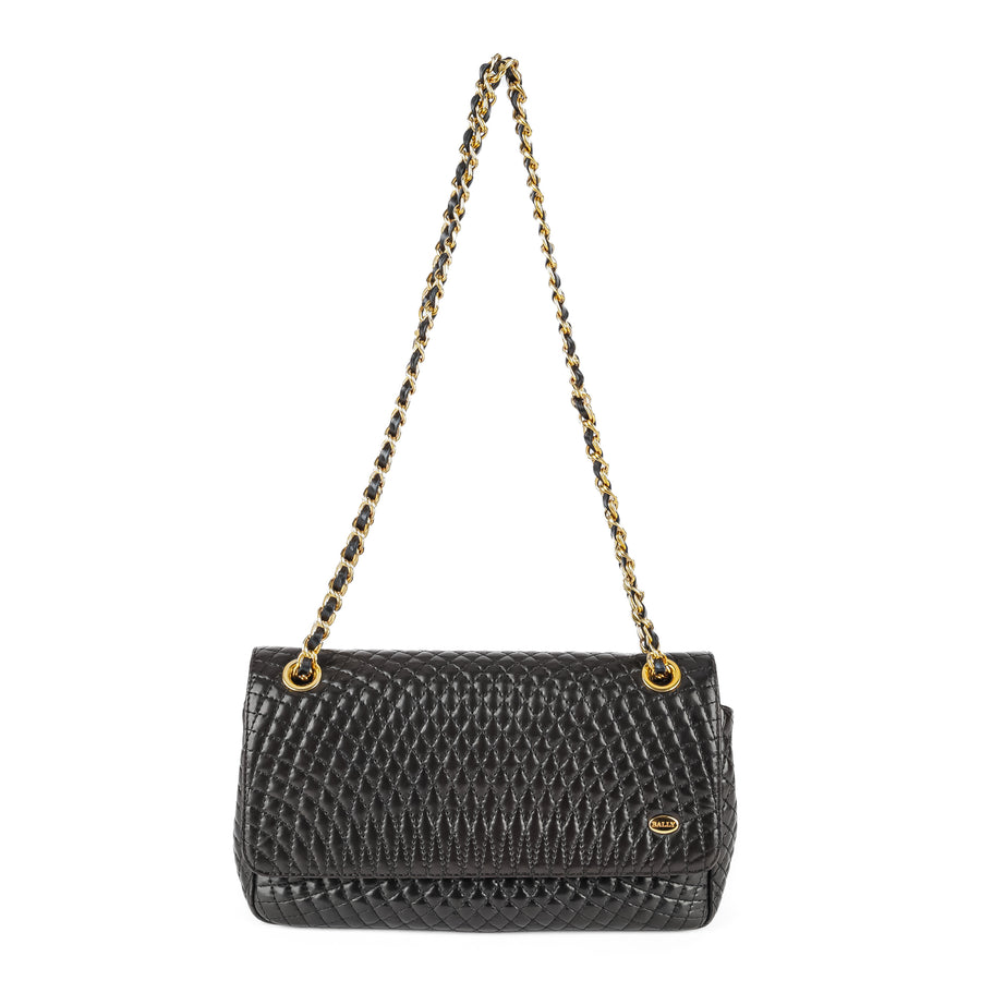 BALLY Black Quilted Leather Shoulder Bag