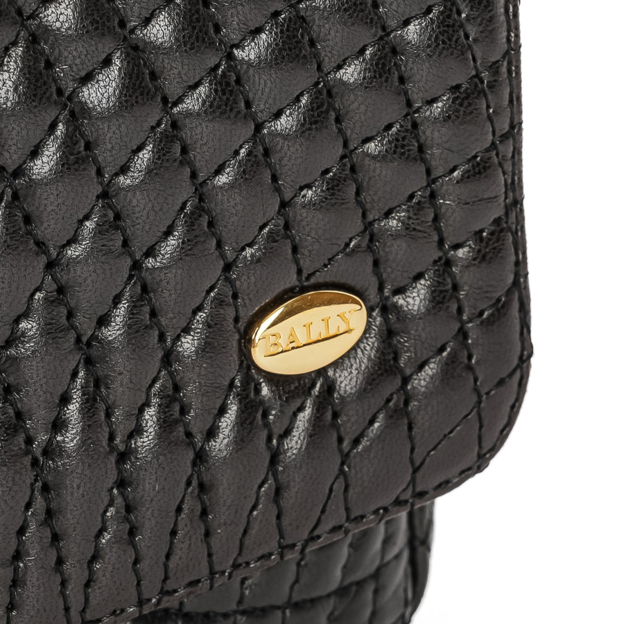 BALLY Black Quilted Leather Shoulder Bag