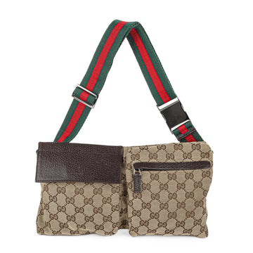 GUCCI GG Canvas Double Pocket Belt Bag