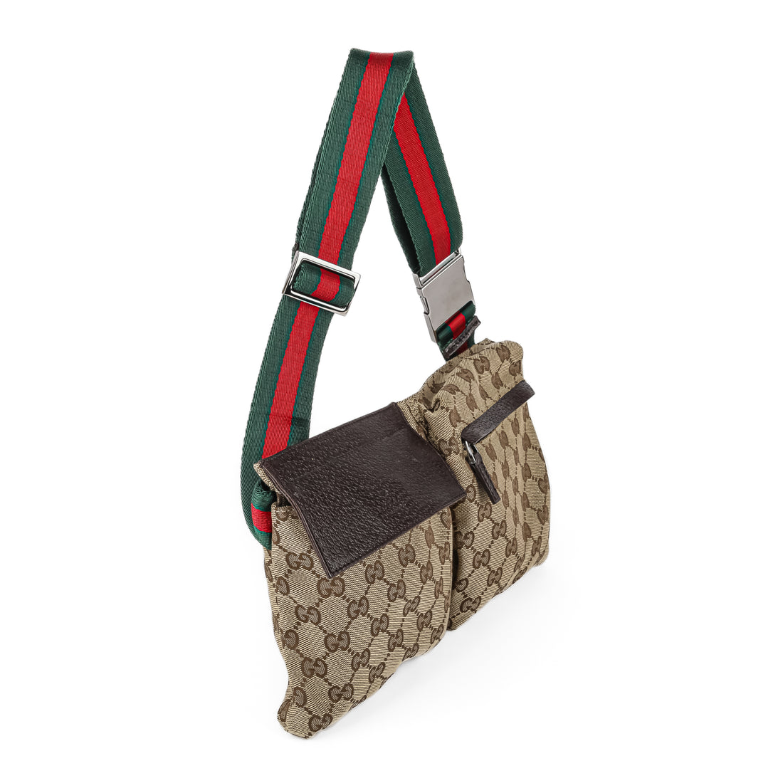 GUCCI GG Canvas Double Pocket Belt Bag
