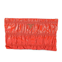 PRADA Vernice Gaufre Clutch - Orange Patent Leather