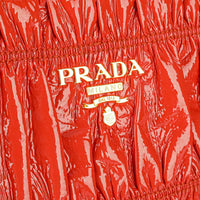 PRADA Vernice Gaufre Clutch - Orange Patent Leather