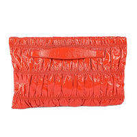 PRADA Vernice Gaufre Clutch - Orange Patent Leather