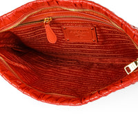 PRADA Vernice Gaufre Clutch - Orange Patent Leather