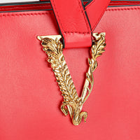 VERSACE Virtus Bucket Bag Medium- Red Leather