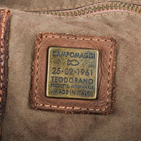 CAMPOMAGGI Embossed Brown & Black Leather Tote Bag