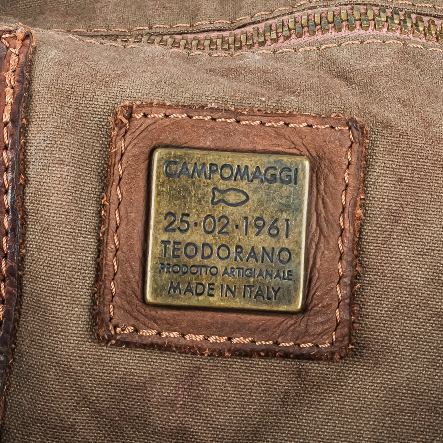 CAMPOMAGGI Embossed Brown & Black Leather Tote Bag
