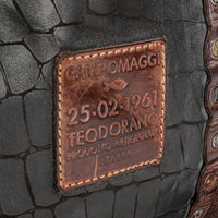 CAMPOMAGGI Embossed Brown & Black Leather Tote Bag