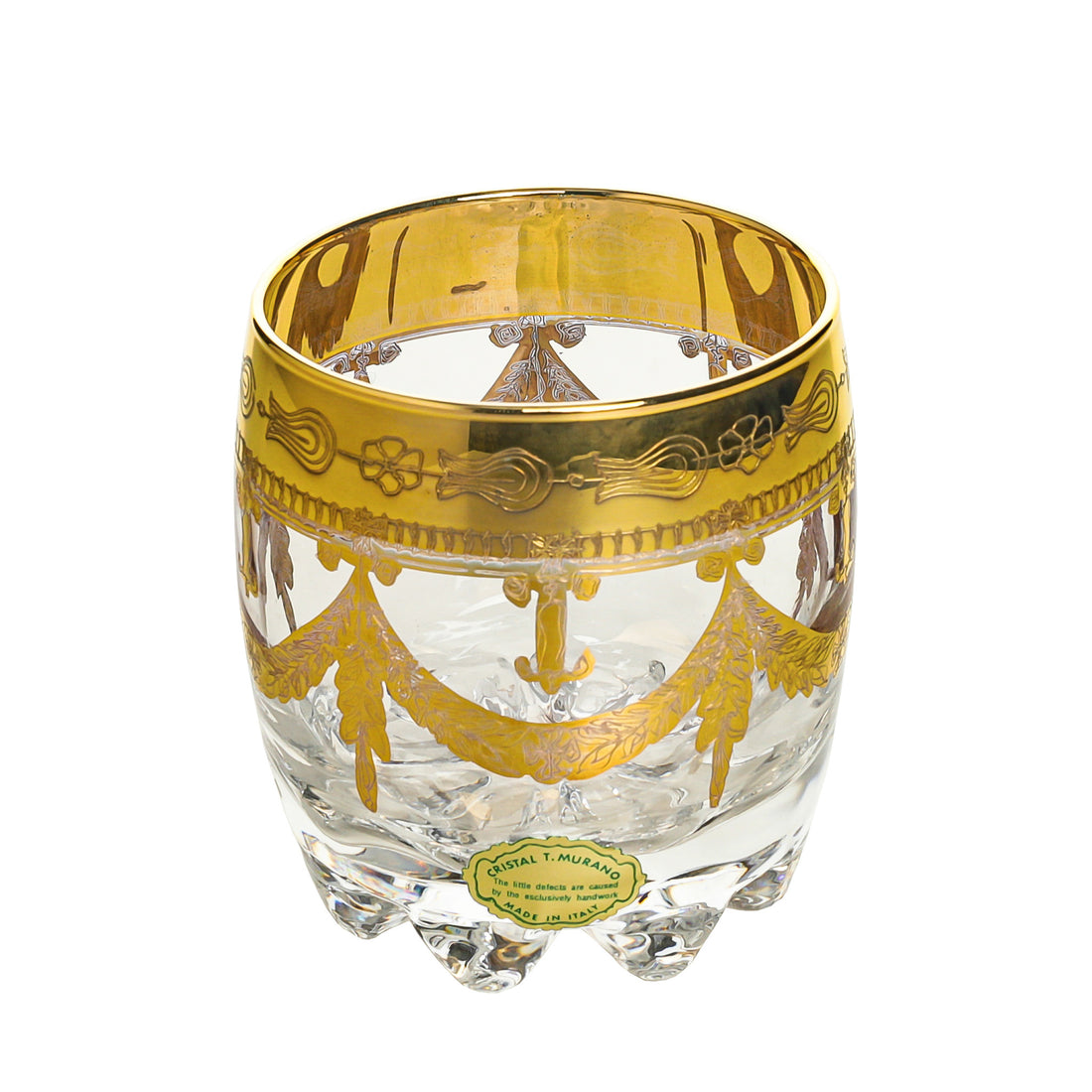 CRISTAL T.MURANO Gold Rim Drinks Set 8 Pieces