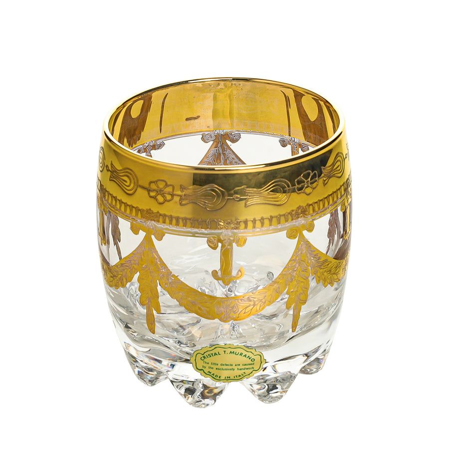 CRISTAL T.MURANO Gold Rim Drinks Set 8 Pieces