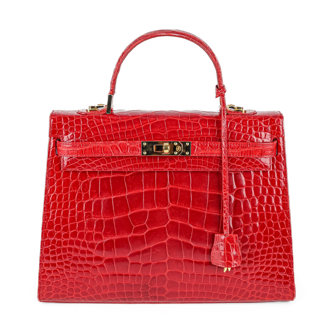 LORENZI Red Crocodile Handbag