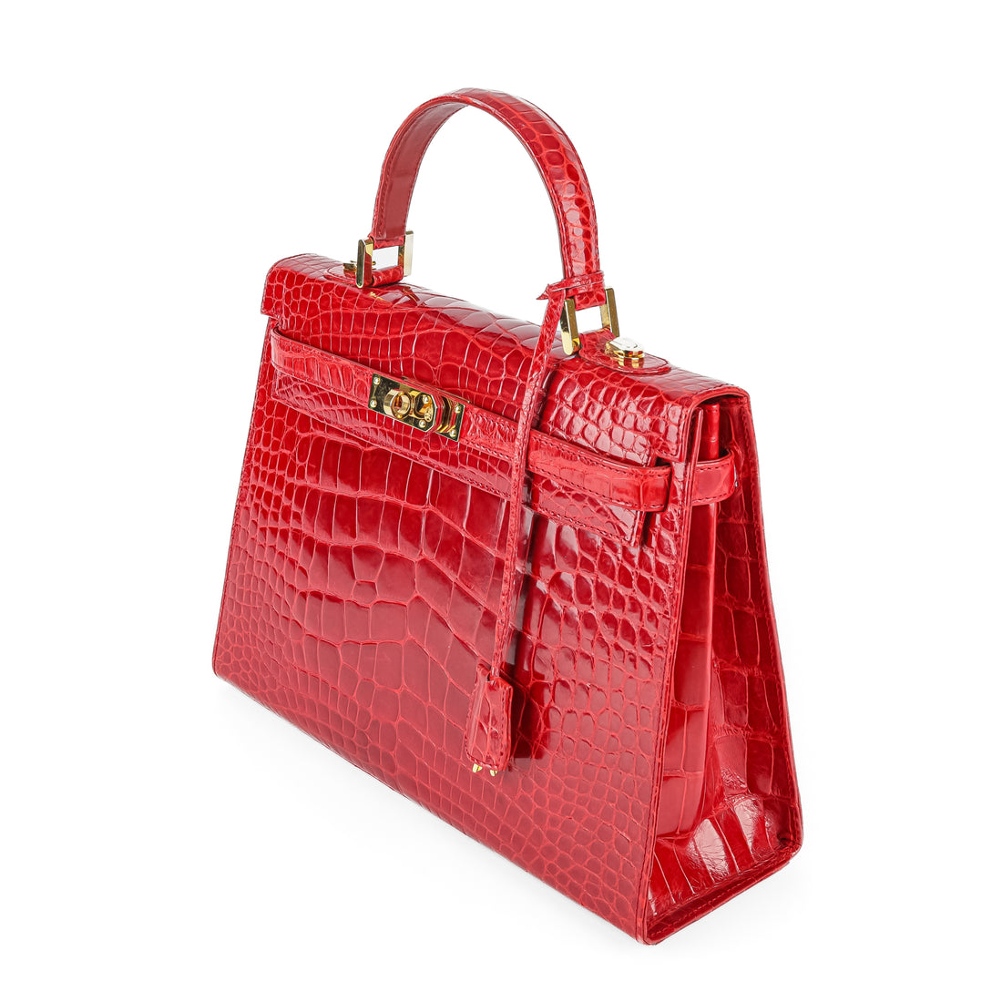 LORENZI Red Crocodile Handbag