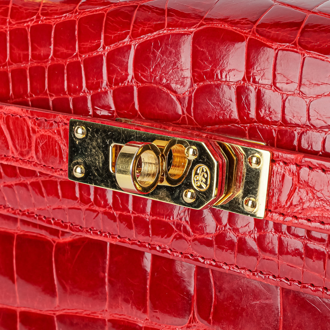 LORENZI Red Crocodile Handbag
