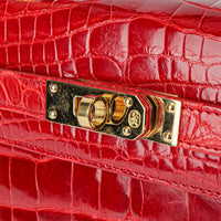 LORENZI Red Crocodile Handbag