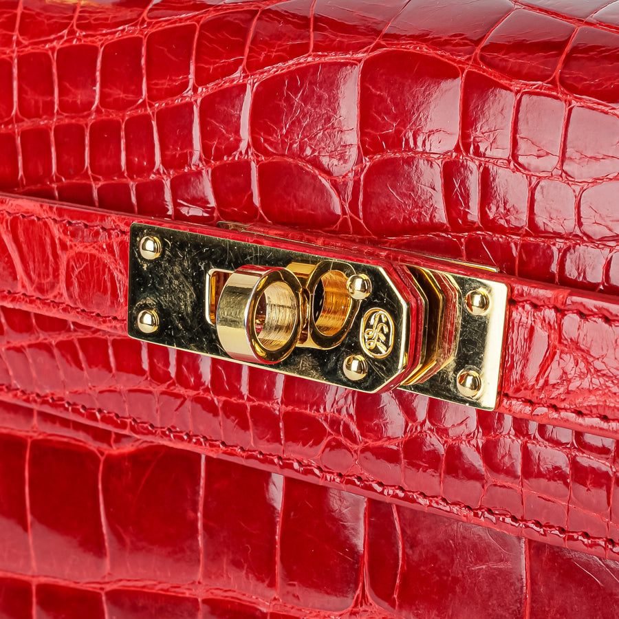 LORENZI Red Crocodile Handbag