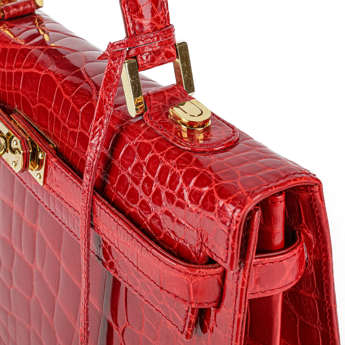 LORENZI Red Crocodile Handbag