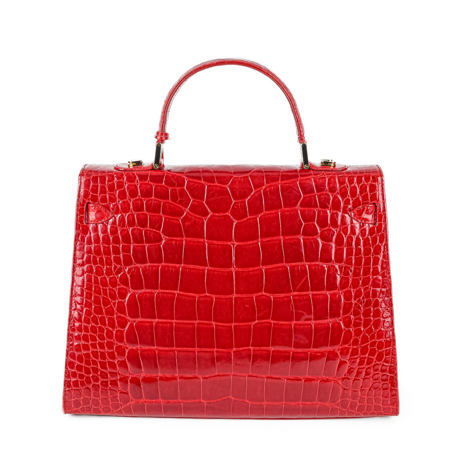 LORENZI Red Crocodile Handbag