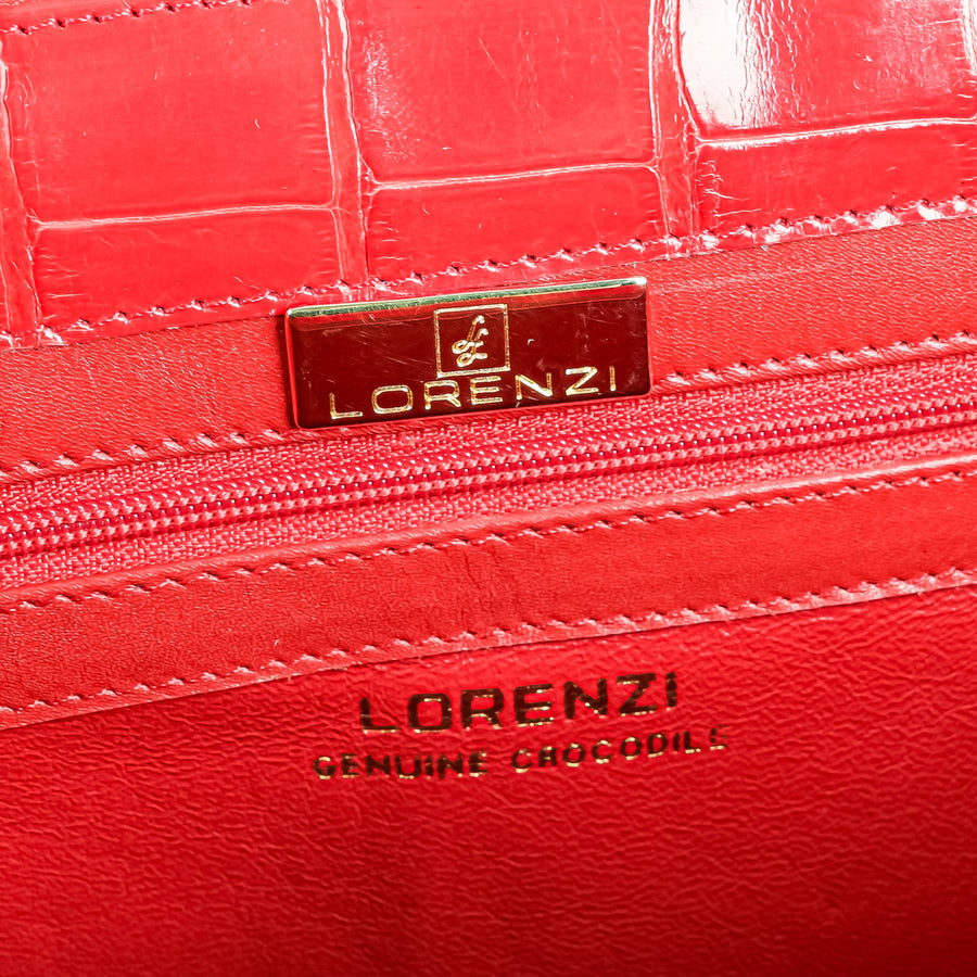 LORENZI Red Crocodile Handbag