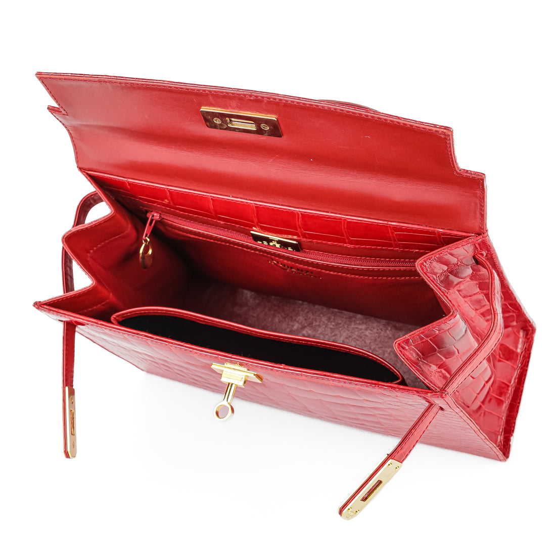 LORENZI Red Crocodile Handbag