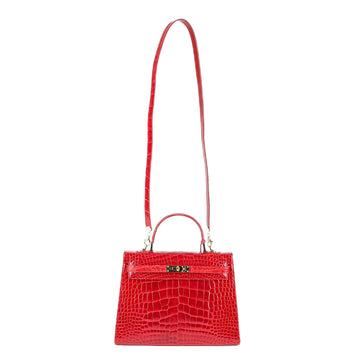 LORENZI Red Crocodile Handbag
