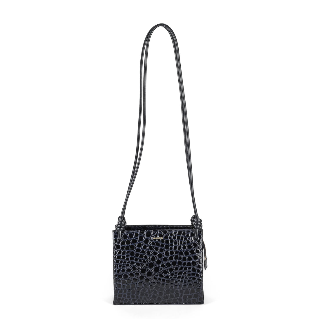 JIL SANDER Blue Leather Embossed Croc Giro Shoulder Bag