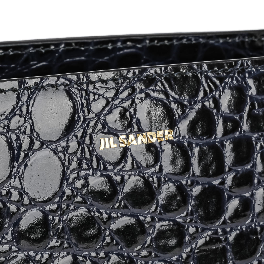 JIL SANDER Blue Leather Embossed Croc Giro Shoulder Bag
