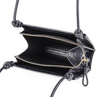 JIL SANDER Blue Leather Embossed Croc Giro Shoulder Bag