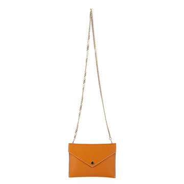 AU PRINTEMPS PARIS Orange Leather Envelope Chain bag
