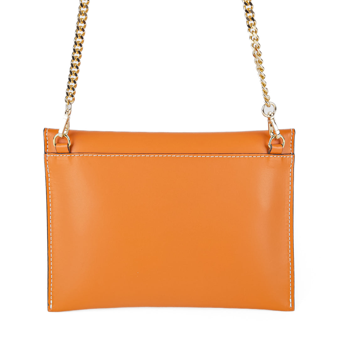 AU PRINTEMPS PARIS Orange Leather Envelope Chain bag