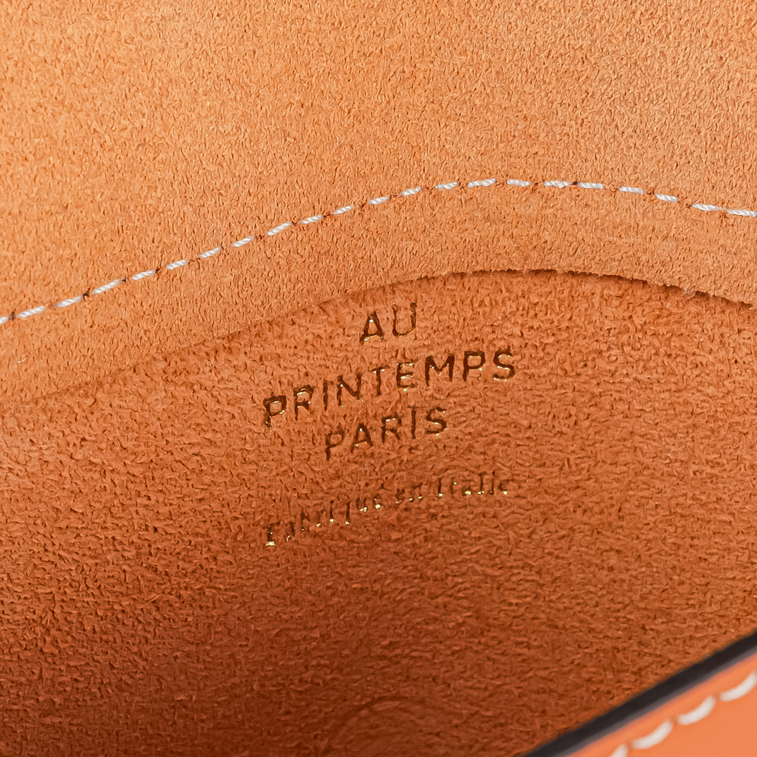 AU PRINTEMPS PARIS Orange Leather Envelope Chain bag