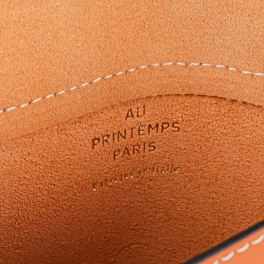 AU PRINTEMPS PARIS Orange Leather Envelope Chain bag