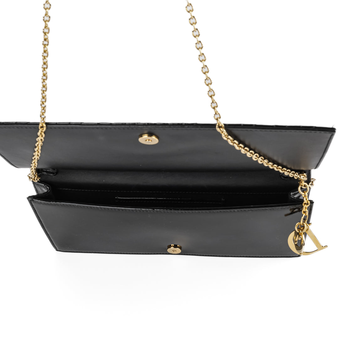CHRISTIAN DIOR Lady Dior Clutch - Black Patent Cannage