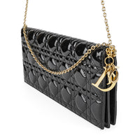 CHRISTIAN DIOR Lady Dior Clutch - Black Patent Cannage