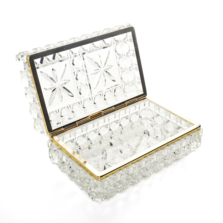 Cut Crystal Casket With Brass Mounts