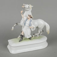HEREND Figurine Horse With Trainer Traditional
